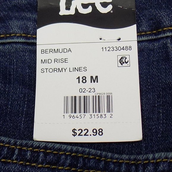 Lee Bermuda Mid-Rise Stormy Lines Denim Shorts Size 18M NWT - Picture 5 of 7